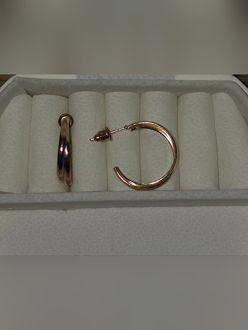 Gold-Tone Tapered Crescent Hoop Earrings With Post Closure BNIB